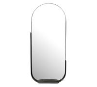 Manahee Design | Miroir mural ovale en métal noir | 51x114 cm avec cadre et étagère