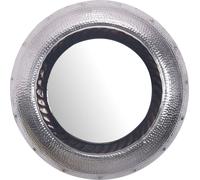 Manahee Design | Miroir mural rond en verre et aluminium argenté | 74x74 cm | Cadre texturé hammerschlag