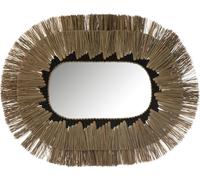 Manahee Design | Miroir Ovale Motif 2 Couches Verre Naturel/Noir | 90 cm x 115 cm x 4 cm
