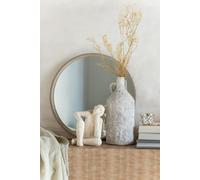 Manahee Design | Miroir Rond en Tissu Beige Petit | 40 x 40 x 3,5 cm