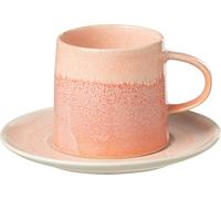 Manahee Design | Mug et Sous-tasse Lara Porcelaine Saumon | Porcelaine | Rose | 8,5 x 16 x 16 cm