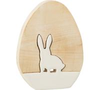 Manahee Design | Oeuf avec Lapin en Bois Blanc | 18,5x14x3 cm