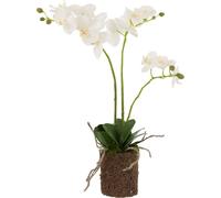 Manahee Design | Orchidée en tissu blanc et vert | Blanc | 52x30x15 cm