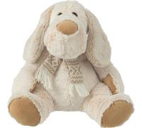 Manahee Design | Peluche assise pour chien et écharpe beige en polyester | 30x30x30 cm