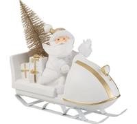 Manahee Design | Père Noël en Polyresine Blanc et Or | 30 cm x 31 cm x 11 cm