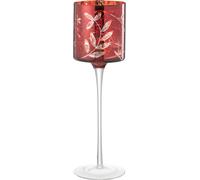 Manahee Design | Photophore sur pied en verre rouge et or antique | Dimensions 30 x 9 x 9 cm