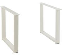 Manahee Design | Pieds de table rectangulaires en acier blanc | Blanc | 86 x 10 x 72 cm