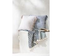 Manahee Design | Plaid en coton/lin/polyester bleu | 130x180 cm | Épaisseur 1 cm