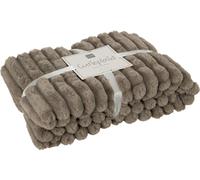 Manahee Design | Plaid Velours Côtelé Polyester Gris Souris | 180 x 130 cm
