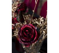 Manahee Design | Plastique rouge | Bouquet de 3 roses avec boutons | 112 cm x 30 cm x 6 cm