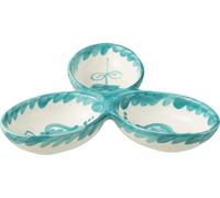 Manahee Design | Plat apéro Granada Clover en céramique blanche/aqua | Céramique | 24 x 24 x 4 cm