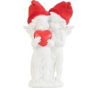 Manahee Design | Polyrésine rouge/blanc | Ange debout Coeur | 26 cm x 11,5 cm x 12 cm