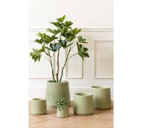 Manahee Design | Pot de Fleurs Rond Céramique Vert | 17 cm x 17 cm x 17 cm