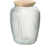 Manahee Design | Pot en Verre Louis Verre/Bambou Transparent/Naturel Large | 20.5x14.5x14.5 cm