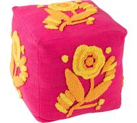 Manahee Design | Pouf carré coton rose/orange/jaune | 40 cm x 40 cm x 40 cm | 7,2 kg