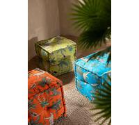Manahee Design | Pouf Cube Coton Lin Polyester Orange | 40x40x40 cm