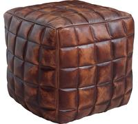Manahee Design | Pouf cube cuir marron | 39x41x39 cm | Ottoman design élégant