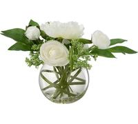 Manahee Design | Renoncelle pivoine en plastique blanc | Hauteur 28 cm | Longueur 26.5 cm | Largeur 26.5 cm