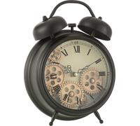 Manahee Design | Réveil horloge avec chiffres romains en métal noir | 21x26x7,5 cm