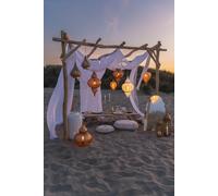 Manahee Design | Rideau Voile Coton et Lin Blanc et Orange | 140 x 0.2 x 290 cm