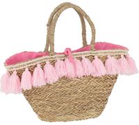 Manahee Design | Sac de plage en jute et textile naturel | Rose | 50x50x22 cm