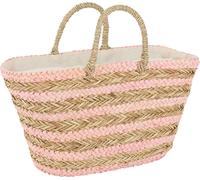 Manahee Design | Sac de plage en jute naturel avec poignées courtes | Rayures horizontales | 53x22x46 cm