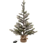 Manahee Design | Sapin de Noël Neige + LED + Batterie en Pot Jute Plastique Vert | 81 cm x 33 cm x 33 cm