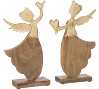 Manahee Design | Sculpture Ange en Bois Argenté 33 cm | Décoration Intérieure
