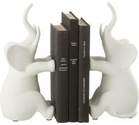 Manahee Design | Set 2 Serre-livres Éléphant Assis | Polyresine Blanc | 26,2 cm x 24,2 cm x 9,5 cm