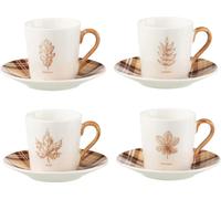 Manahee Design | Set 4 tasses à café en céramique marron | 11.2 x 11.2 x 6 cm | 80 ml