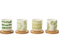Manahee Design | Set 4 Tasses en Céramique Verte | 6.4 cm x 5.7 cm | 100 ml