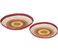 Manahee Design | Set de 2 Bols en Raphia Mélange de Couleurs | 8 cm x 43 cm x 43 cm
