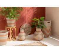 Manahee Design | Set de 2 Bols Ronds en Raffia Orange | 41 cm x 41 cm x 6 cm