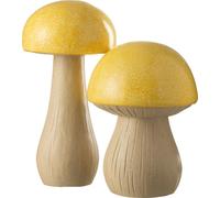 Manahee Design | Set de 2 Champignons Extérieurs en Polyrésine Jaune | 38 cm x 27 cm x 27 cm