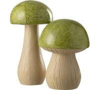 Manahee Design | Set de 2 Champignons Extérieurs Polyresine Vert | 38 cm x 27 cm x 27 cm