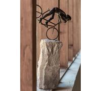 Manahee Design | Set de 2 Cyclistes sur Rocher Résine Beige/Noir | Plastique | 46 cm x 25 cm x 15 cm