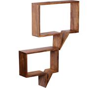 Manahee Design | Set de 2 étagères murales MUMBAI en bois massif Sheesham | Naturel | 50x49x13 cm