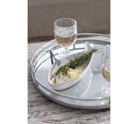 Manahee Design | Set de 2 plateaux ronds en fer argenté avec miroir | Argent | 46,5x46,5x10 cm