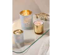 Manahee Design | Set de 2 Porte-Bougies T-Light Dame Fleurs Verre Blanc/Doré Small | 7,3x7,3x8 cm