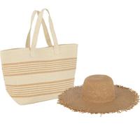 Manahee Design | Set de 2 sacs de plage en papier naturel | Beige clair | 59 x 20 x 39 cm