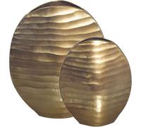 Manahee Design | Set de 2 Vases Aluminium Doré Motif Ondulé | 26x30,5x14 cm & 19x24x10 cm