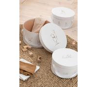 Manahee Design | Set de 3 Boîtes Ours Rondes en Carton Blanc 18x31,5x31,5 cm