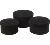 Manahee Design | Set de 3 boîtes plates rondes en papier velours noir | 32x32x18 cm