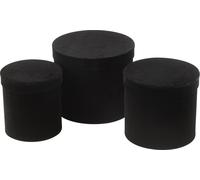 Manahee Design | Set de 3 boîtes rondes en papier velours noir | 27x27x23 cm