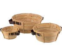 Manahee Design | Set de 3 Coupelles avec Poignée en Rotin Naturel | Naturel | 44 x 44 x 20 cm
