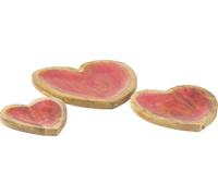 Manahee Design | Set de 3 plateaux en bois de manguier rose | 26 x 26 x 2 cm