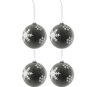 Manahee Design | Set de 4 Boules de Noël Perles Verrerie Gris Noir/Blanc Large | 12 cm x 12 cm x 12 cm