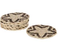 Manahee Design | Set de 6 sous-verres ronds étoile en paille naturelle/marron | Naturel | 11 x 11 x 1 cm