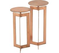 Manahee Design | Set de Deux Tables d'Appoint Zino Hauteur 71 cm Métal Cuir Cuivré | Cuivre | 71 x 30 x 30 cm