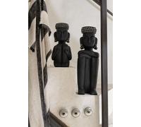 Manahee Design | Statue Assise Ethnique Pierre/Résine Noir | 33,5 cm x 17 cm x 14,5 cm